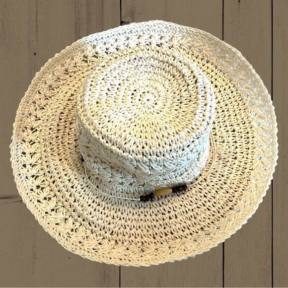 Natural straw white floppy hat - Picture 3 of 4